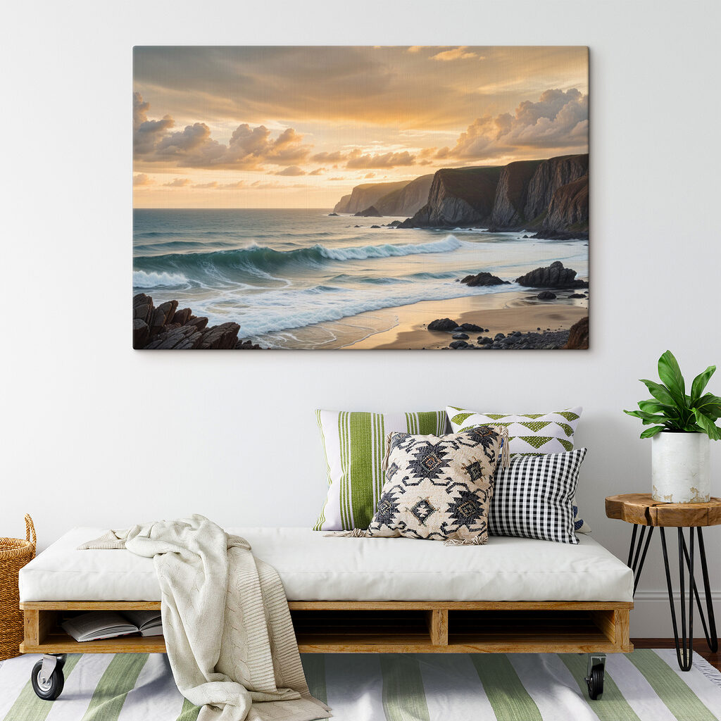 Waves crashing on a beach