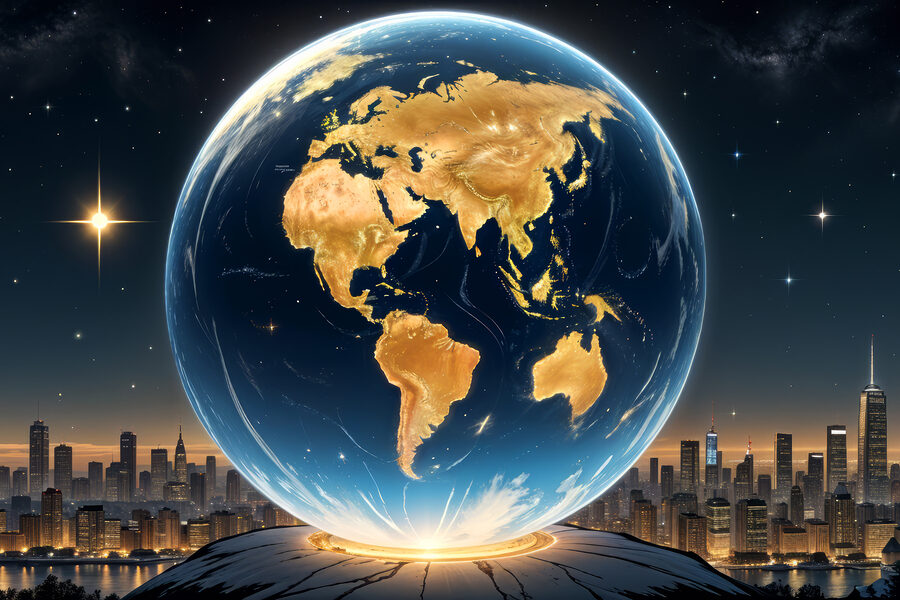 Globe terrestre avec des lumières