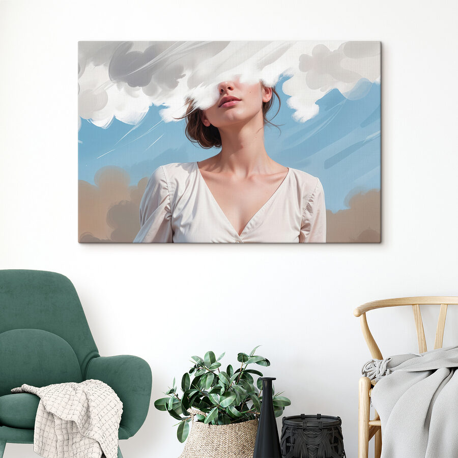Tableaux Femme avec des nuages sur le visage – Image 2