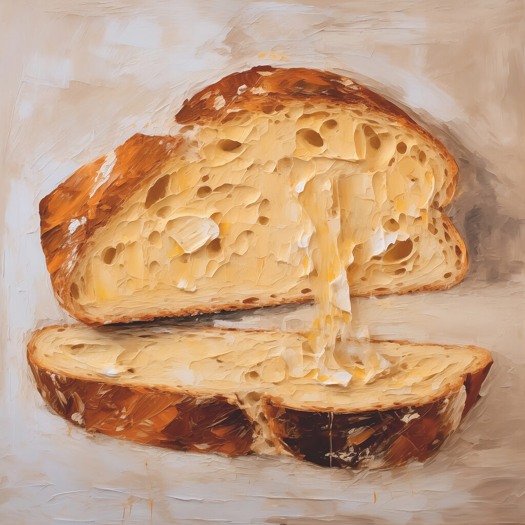 Piece of bread with holes in it Piece of bread with holes in it