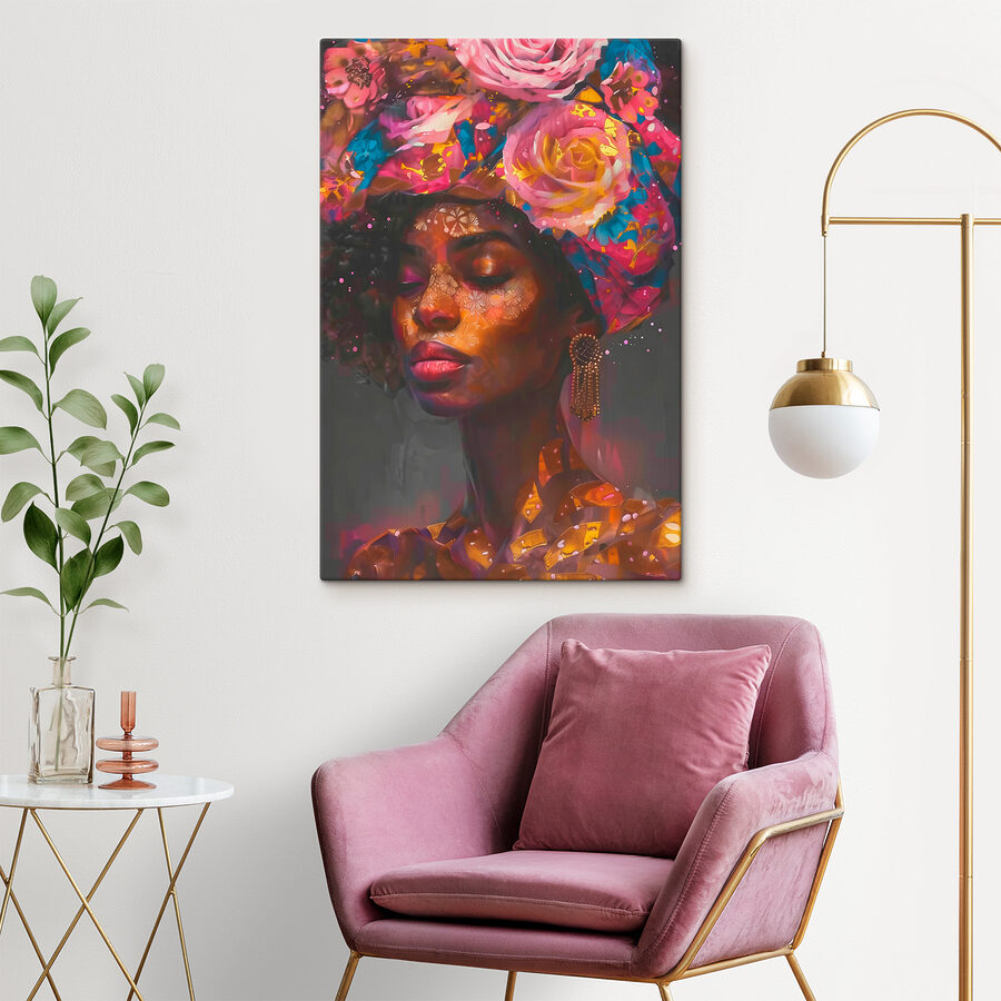 Femme avec des fleurs sur la tête