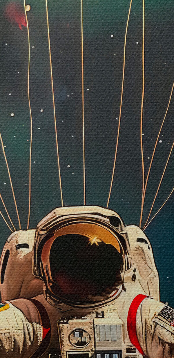 Un astronaute flottant dans l'espace avec des ballons Un astronaute flottant dans l'espace avec des ballons