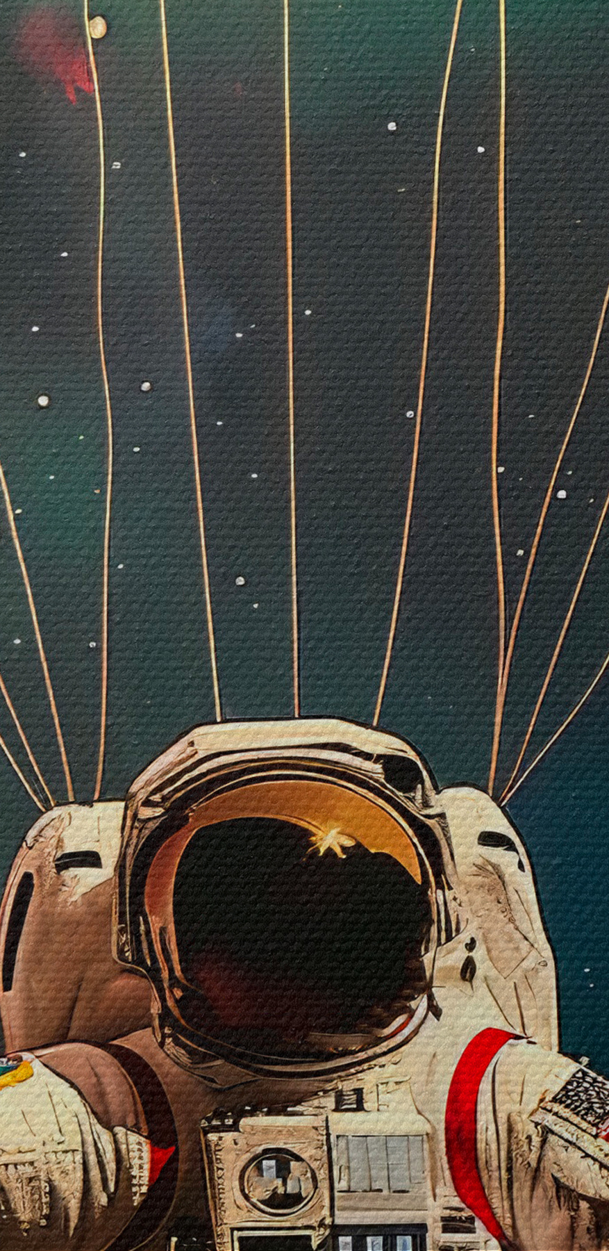 Un astronaute flottant dans l'espace avec des ballons