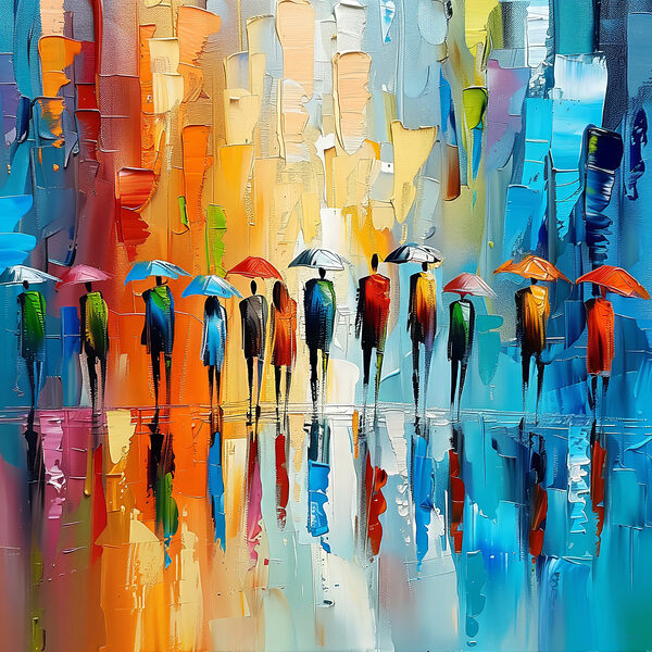 Groupe de personnes avec des parapluies Groupe de personnes avec des parapluies
