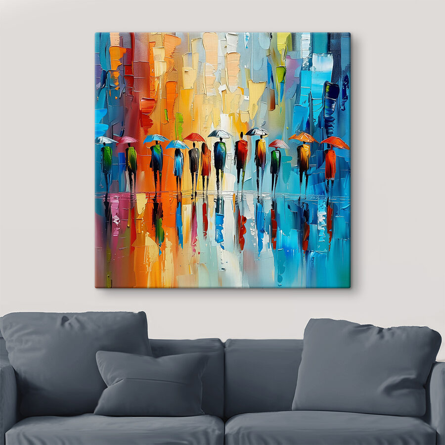 Groupe de personnes avec des parapluies