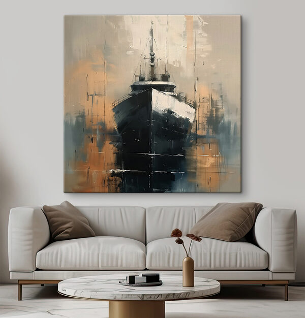 Painting of a boat in the water Painting of a boat in the water