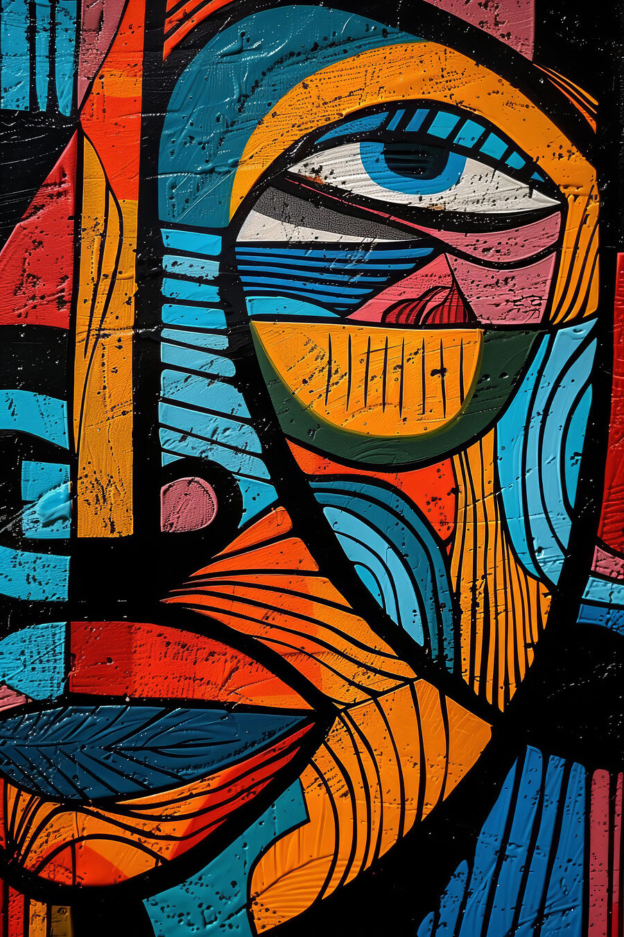 Peinture colorée d'un visage