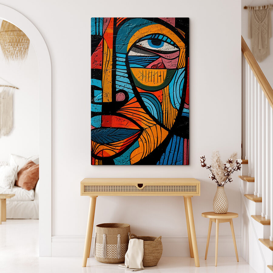 Peinture colorée d'un visage