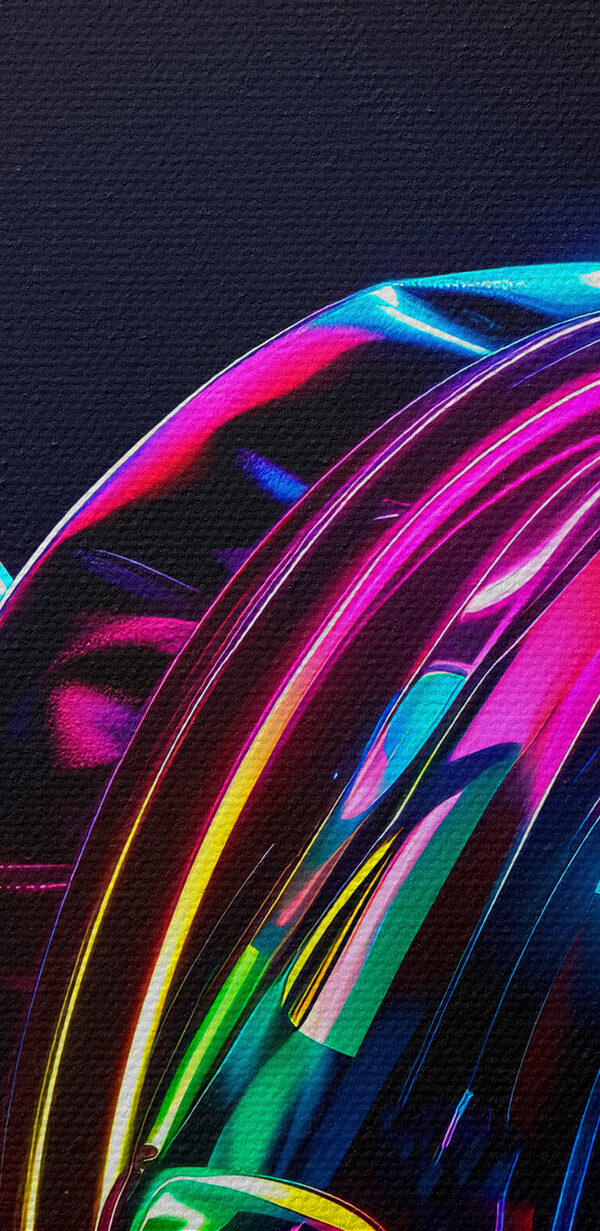 Casque d'écoute coloré sur fond noir Casque d'écoute coloré sur fond noir