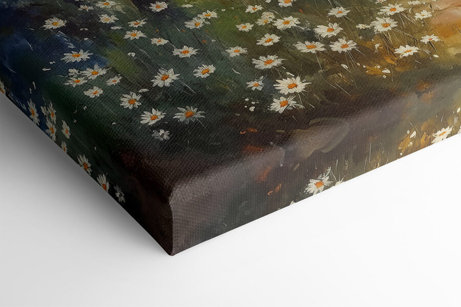 Peinture d'une forêt avec des fleurs et des arbres