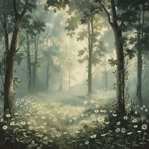Forêt avec fleurs et arbres Forêt avec fleurs et arbres