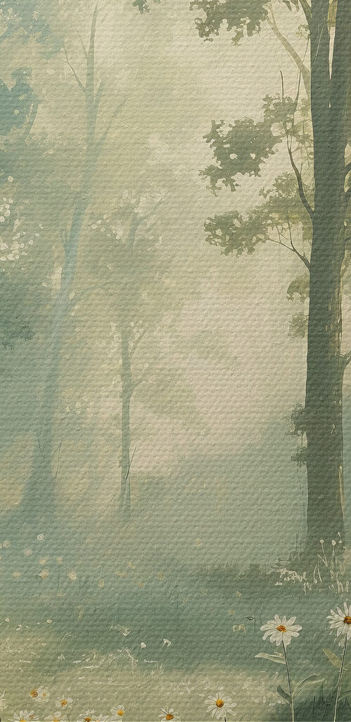 Forest with flowers and trees