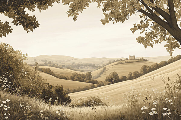 Paysage avec collines et arbres Paysage avec collines et arbres