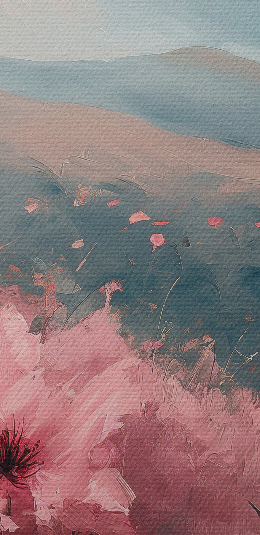 Champ de fleurs roses