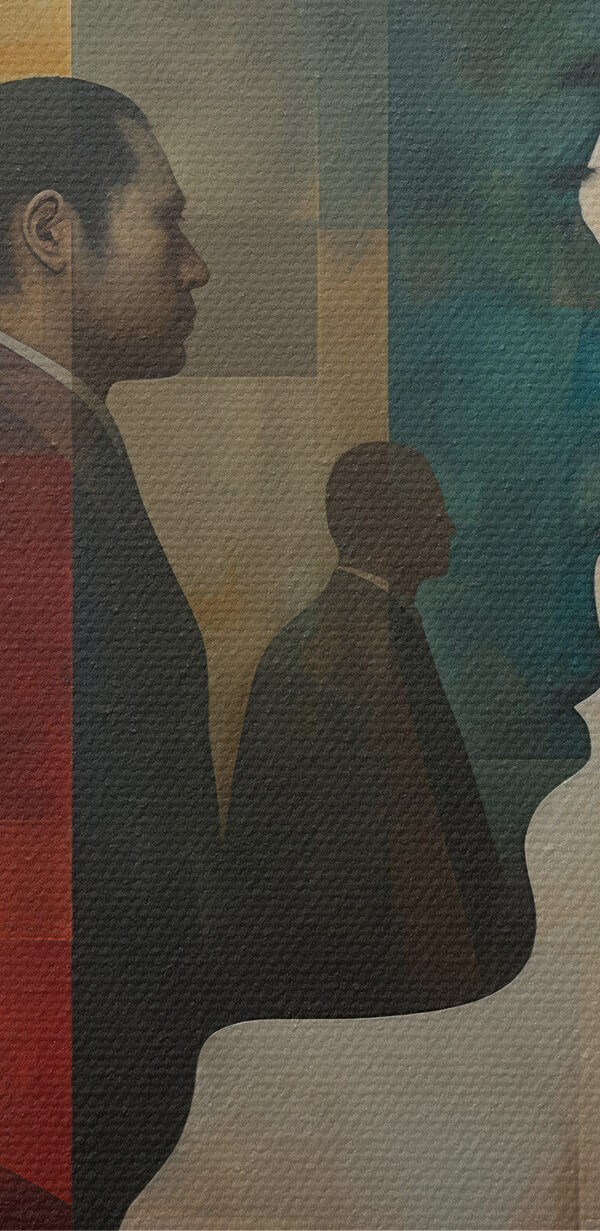 Peinture d'un visage d'homme et d'un escalier Peinture d'un visage d'homme et d'un escalier
