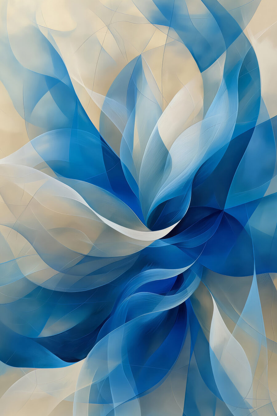 Fleur tourbillonnante bleue et blanche