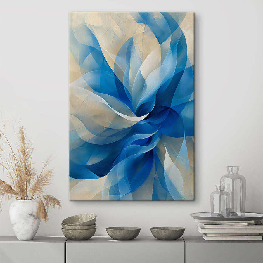 Fleur tourbillonnante bleue et blanche