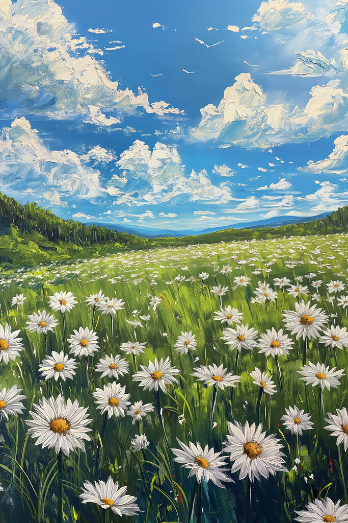 Field of flowers and trees