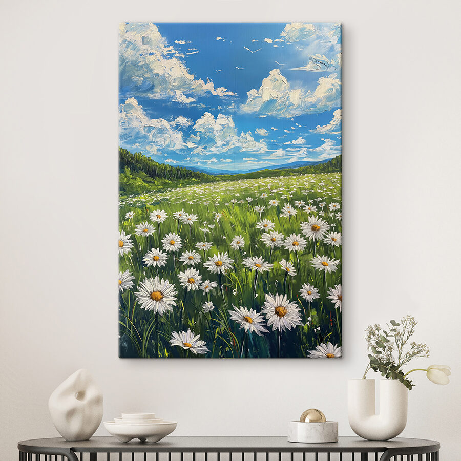 Champ de fleurs et d'arbres