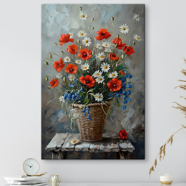 Peinture de fleurs dans un panier Peinture de fleurs dans un panier