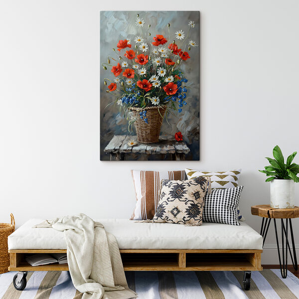Peinture de fleurs dans un panier Peinture de fleurs dans un panier