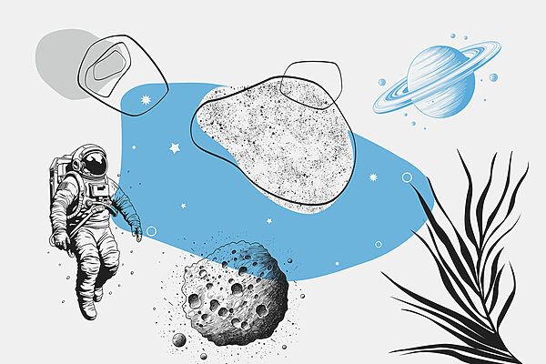 Dessin d'un astronaute courant dans l'espace Dessin d'un astronaute courant dans l'espace