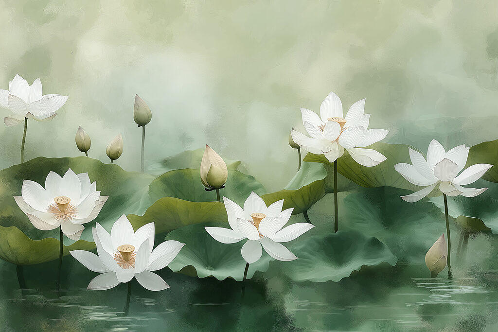 Groupe de fleurs blanches et de feuilles vertes Groupe de fleurs blanches et de feuilles vertes