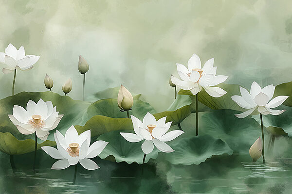 Groupe de fleurs blanches et de feuilles vertes Groupe de fleurs blanches et de feuilles vertes