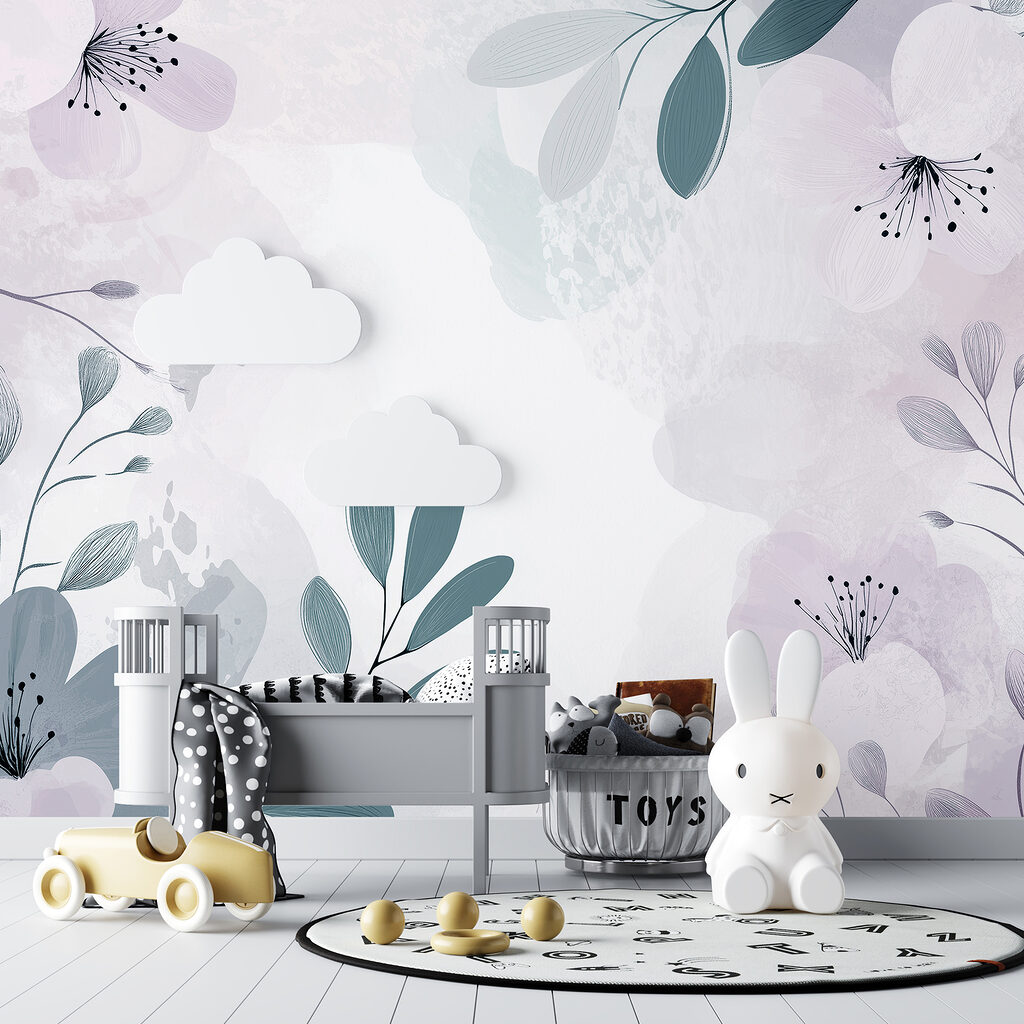 White and purple floral design