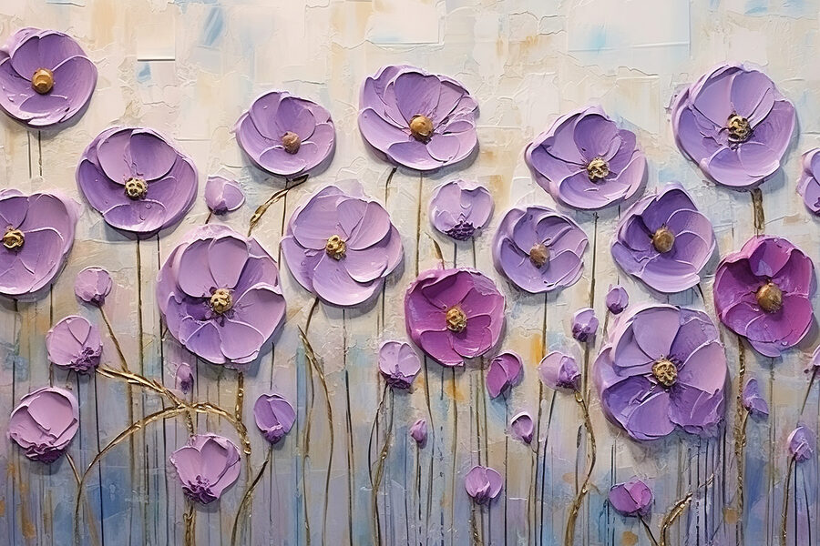 Peinture de fleurs violettes