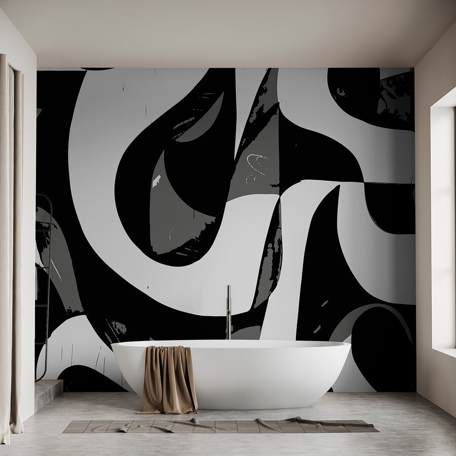 Image en noir et blanc d'un motif tourbillonnant