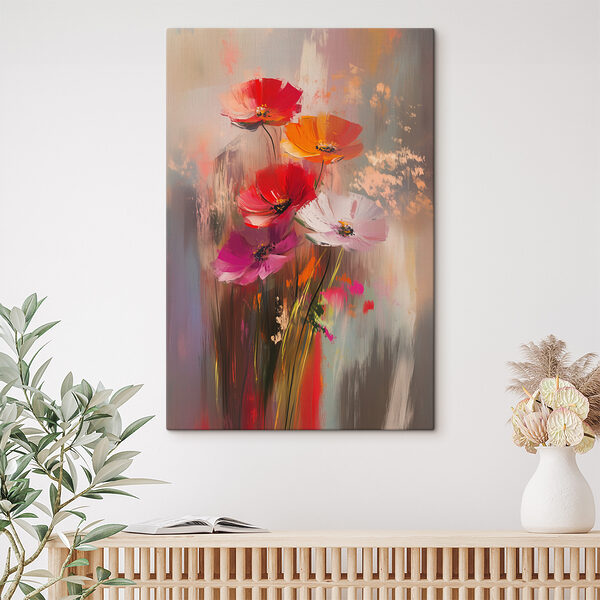Painting of flowers on a glass surface