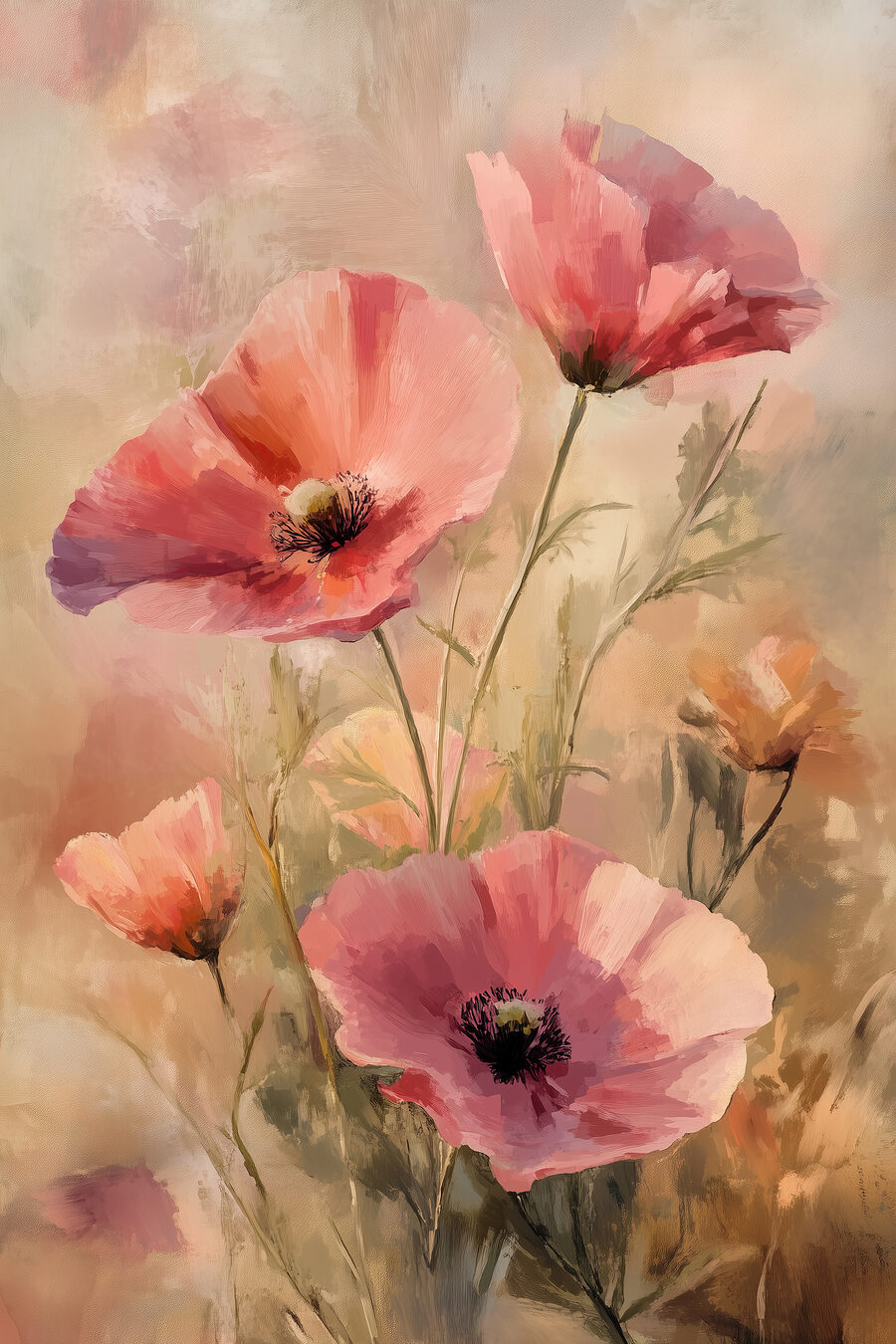 Tableaux Peinture de fleurs roses – Image 10