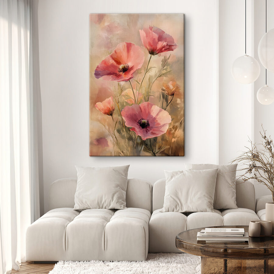 Tableaux Peinture de fleurs roses – Image 2