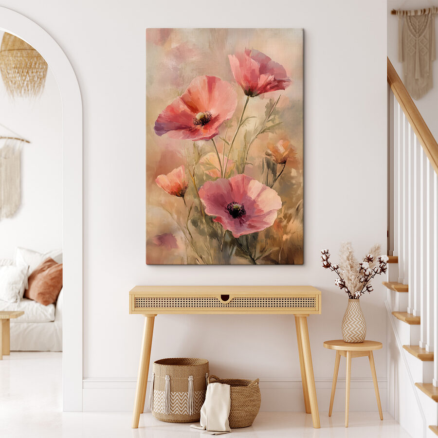 Tableaux Peinture de fleurs roses – Image 3