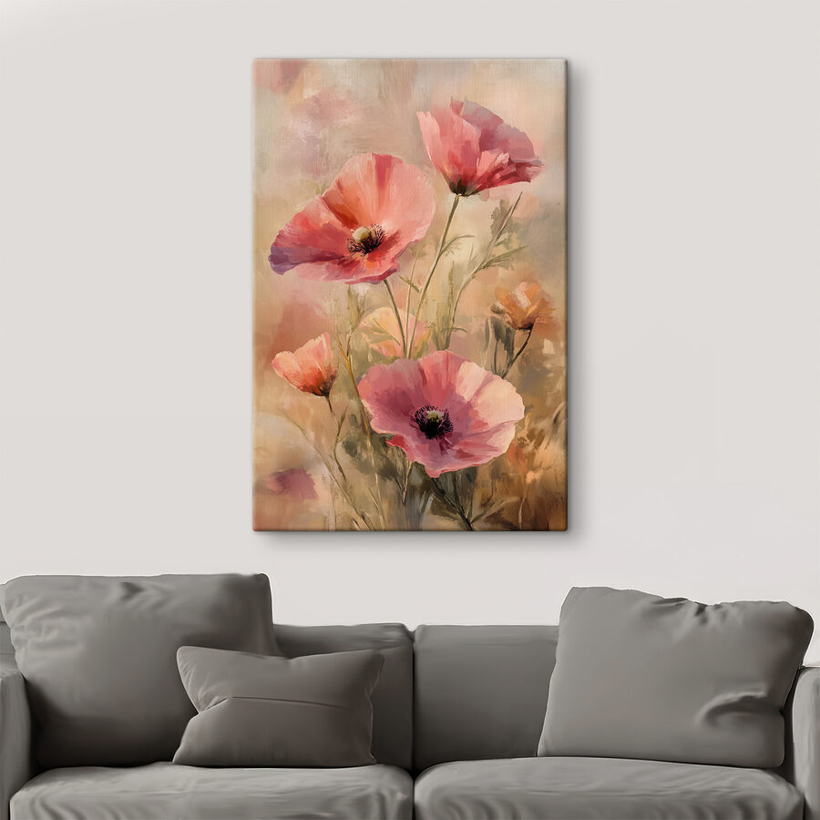 Tableaux Peinture de fleurs roses – Image 4