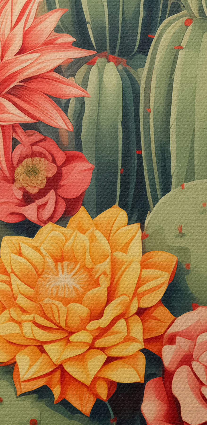 Cactus et fleurs dans un pot