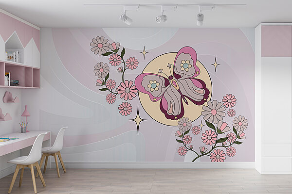 Papillon et fleurs sur fond blanc Papillon et fleurs sur fond blanc