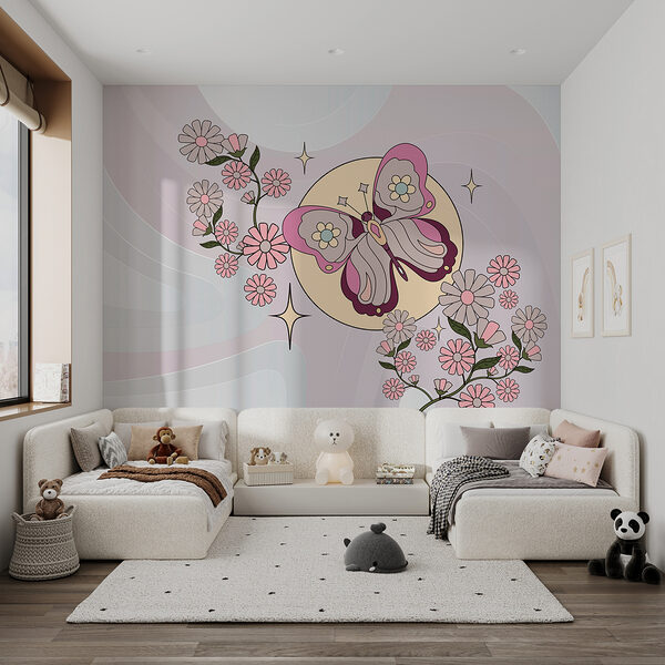 Papillon et fleurs sur fond blanc Papillon et fleurs sur fond blanc