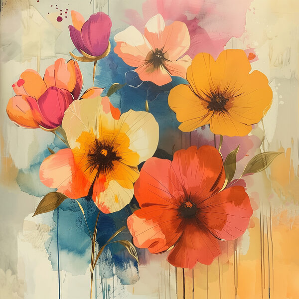 Peinture de fleurs sur un mur Peinture de fleurs sur un mur