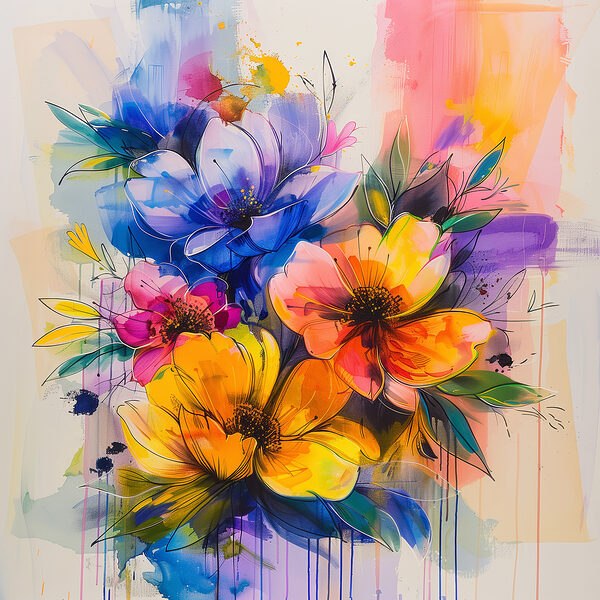 Peinture de fleurs sur fond blanc Peinture de fleurs sur fond blanc