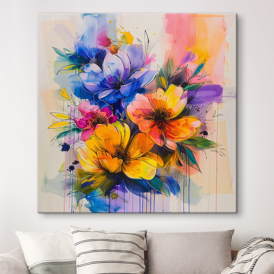 Peinture de fleurs sur fond blanc