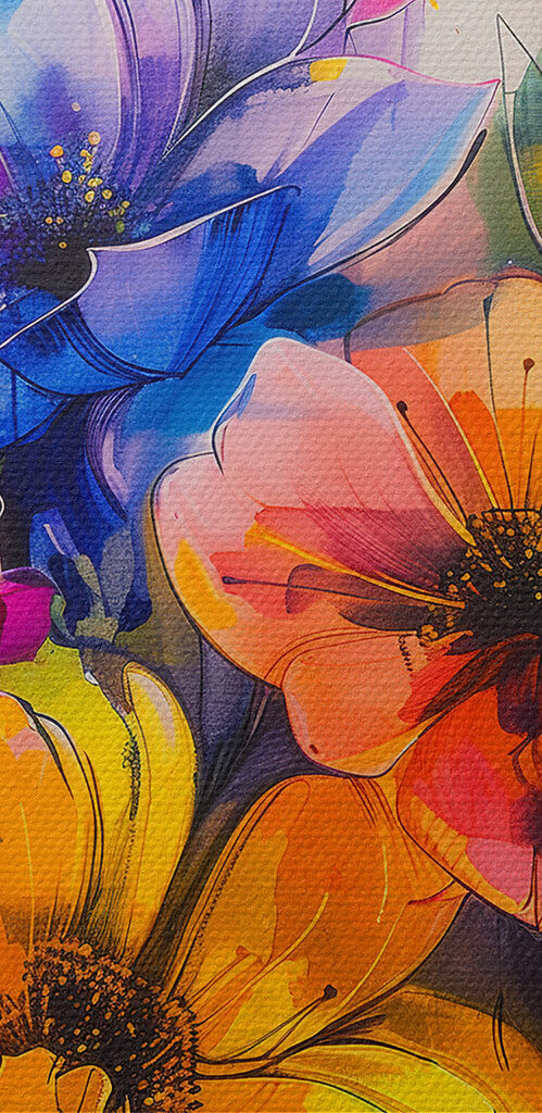 Painting of flowers on a white background