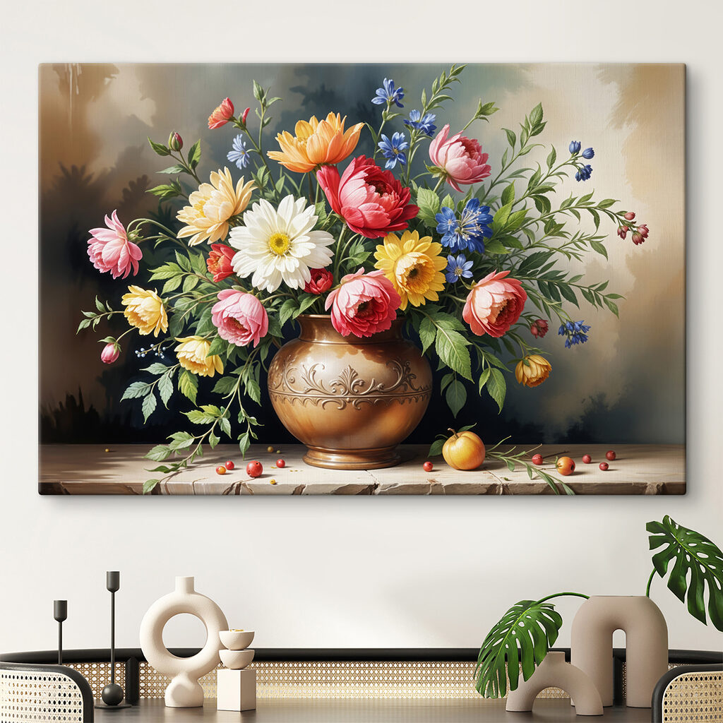 Painting of flowers in a vase
