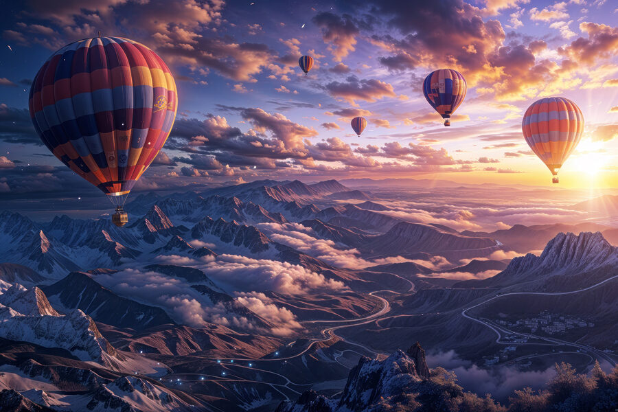 Montgolfières dans le ciel