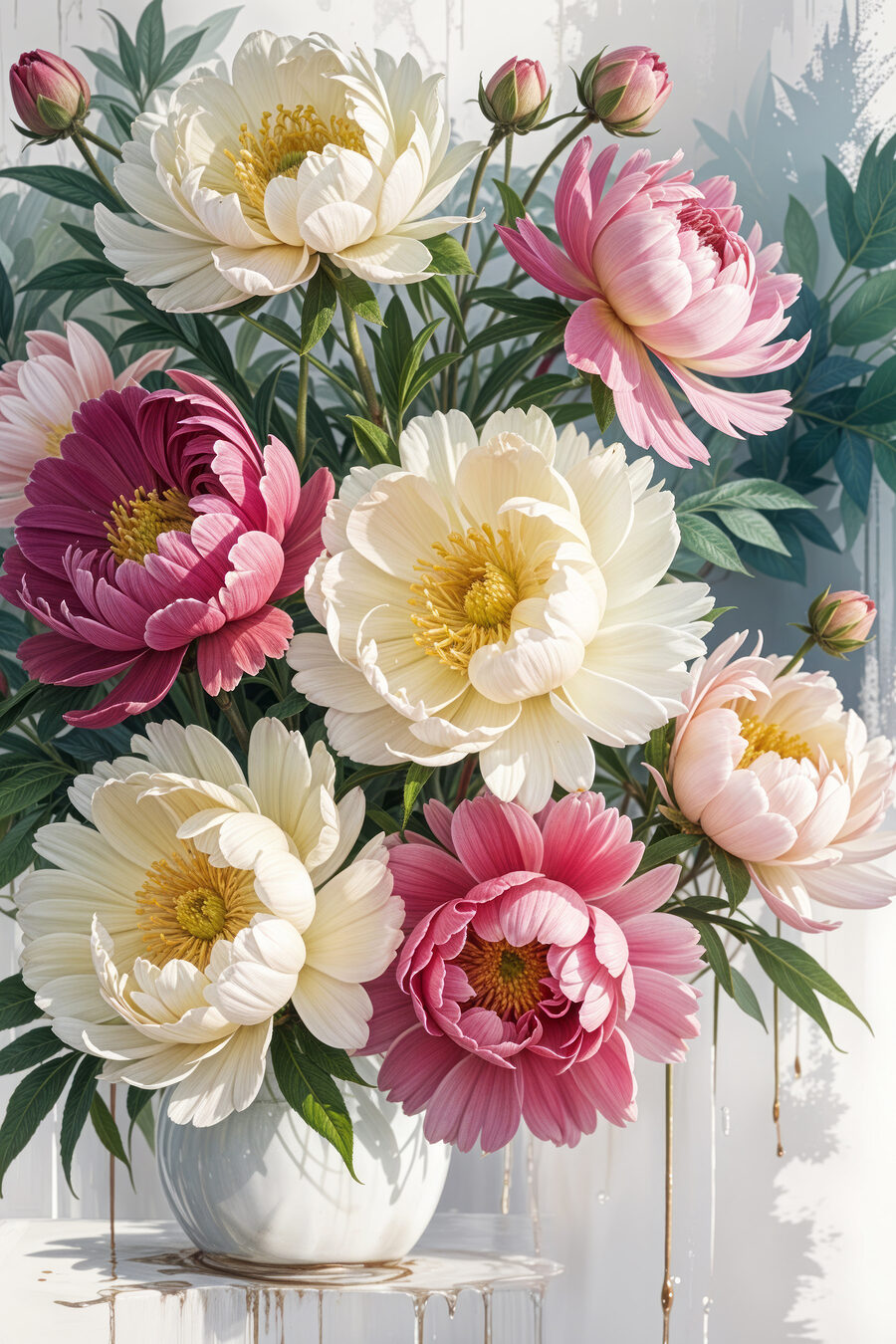 Bouquet de fleurs avec feuilles