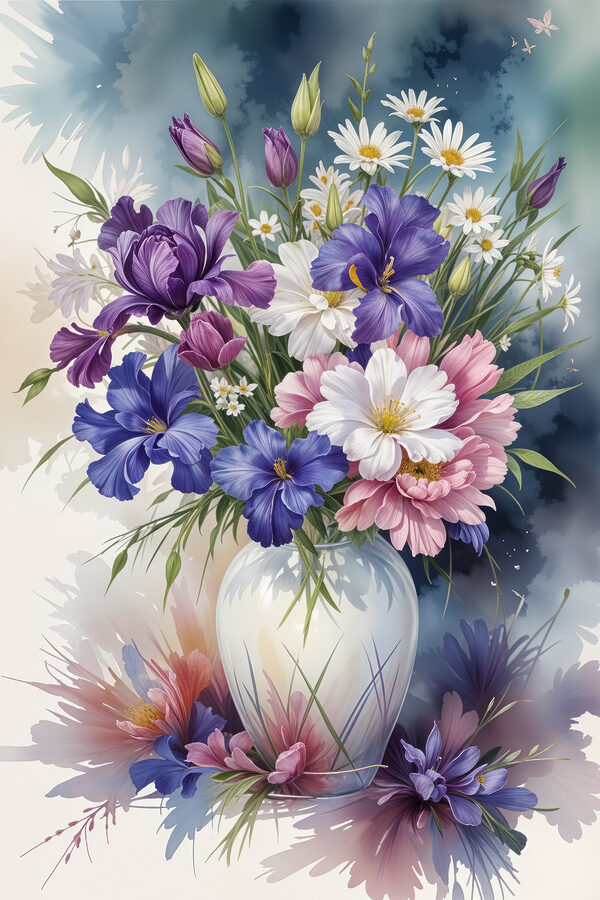 Peinture de fleurs dans un vase Peinture de fleurs dans un vase