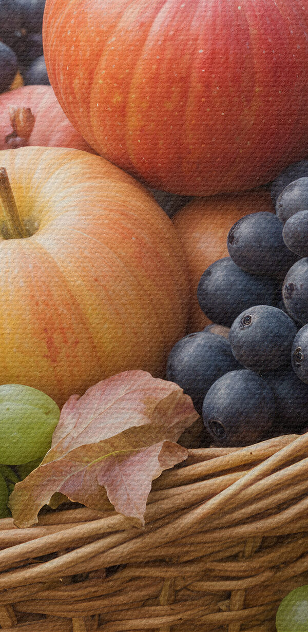 Corbeille de fruits avec feuilles Corbeille de fruits avec feuilles