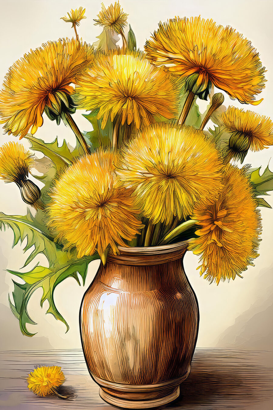 Fleurs jaunes dans un vase