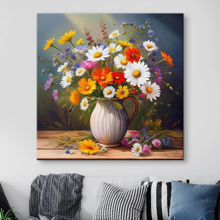 Peinture d'un vase de fleurs